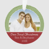 Onze eerste kerstfoto - dubbelzijdig ornament (voorkant)