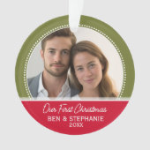 Onze eerste kerstfoto - dubbelzijdig ornament (voorkant)