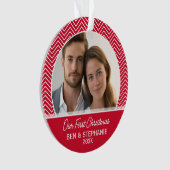 Onze eerste kerstfoto - dubbelzijdig ornament (voorkant)