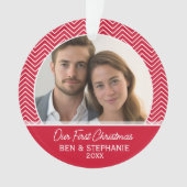 Onze eerste kerstfoto - dubbelzijdig ornament (voorkant)