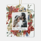 Onze eerste kerstfoto Elegant Floral Keramisch Ornament (Links)