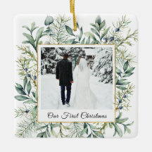 Onze eerste kerstfoto Elegant Winter Evergreen