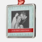 Onze eerste kerstfoto-feestdagen metalen ornament (Links)