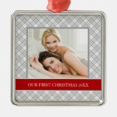Onze eerste kerstfoto-feestdagen metalen ornament (Voorkant)
