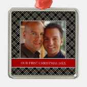 Onze eerste kerstfoto-feestdagen metalen ornament (Voorkant)