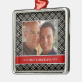 Onze eerste kerstfoto-feestdagen metalen ornament (Links)