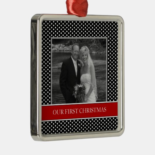 Onze eerste kerstfoto-feestdagen metalen ornament (Rechts)