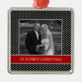 Onze eerste kerstfoto-feestdagen metalen ornament (Voorkant)