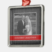 Onze eerste kerstfoto-feestdagen metalen ornament (Links)