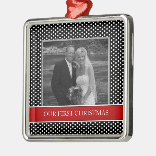 Onze eerste kerstfoto-feestdagen metalen ornament (Links)