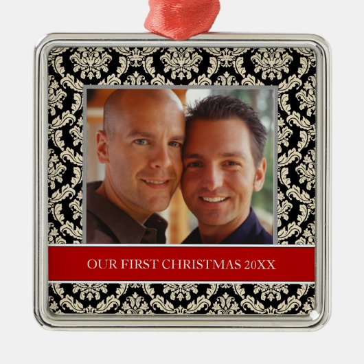 Onze eerste kerstfoto-feestdagen metalen ornament (Voorkant)