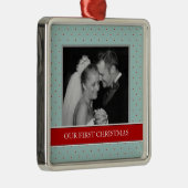 Onze eerste kerstfoto-feestdagen metalen ornament (Rechts)