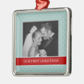 Onze eerste kerstfoto-feestdagen metalen ornament (Links)