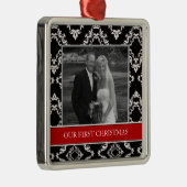 Onze eerste kerstfoto-feestdagen metalen ornament (Rechts)