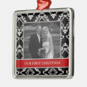 Onze eerste kerstfoto-feestdagen metalen ornament (Links)