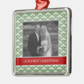 Onze eerste kerstfoto-feestdagen metalen ornament (Links)