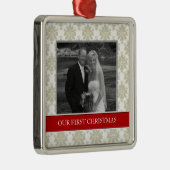 Onze eerste kerstfoto-feestdagen metalen ornament (Rechts)
