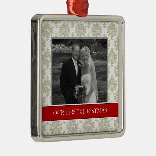 Onze eerste kerstfoto-feestdagen metalen ornament (Rechts)