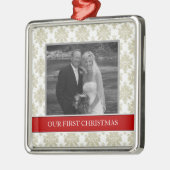 Onze eerste kerstfoto-feestdagen metalen ornament (Links)