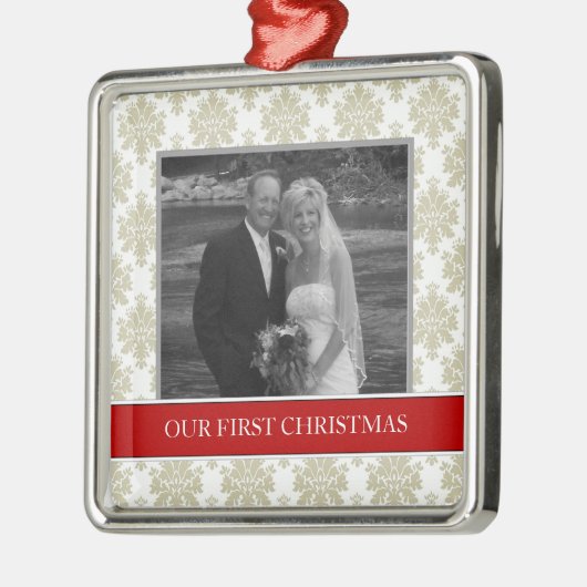 Onze eerste kerstfoto-feestdagen metalen ornament (Links)