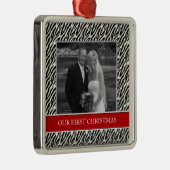 Onze eerste kerstfoto-feestdagen metalen ornament (Rechts)