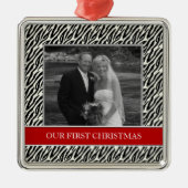 Onze eerste kerstfoto-feestdagen metalen ornament (Voorkant)