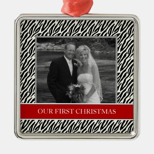 Onze eerste kerstfoto-feestdagen metalen ornament (Voorkant)