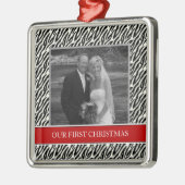 Onze eerste kerstfoto-feestdagen metalen ornament (Links)