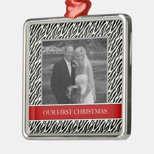 Onze eerste kerstfoto-feestdagen metalen ornament (Links)