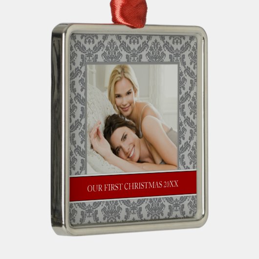 Onze eerste kerstfoto-feestdagen metalen ornament (Rechts)