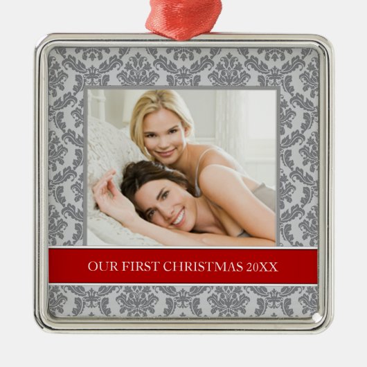 Onze eerste kerstfoto-feestdagen metalen ornament (Voorkant)