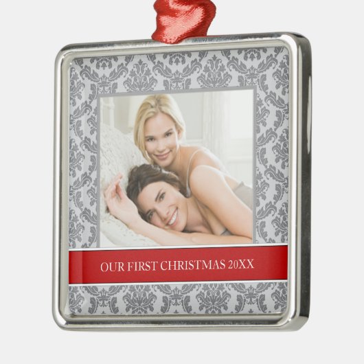 Onze eerste kerstfoto-feestdagen metalen ornament (Links)