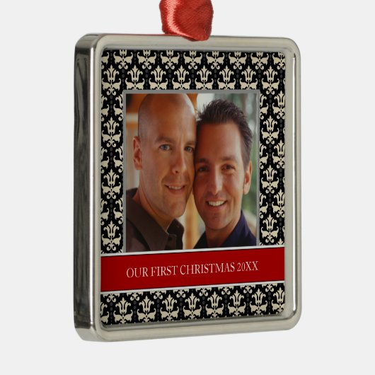 Onze eerste kerstfoto-feestdagen metalen ornament (Rechts)