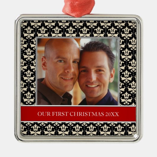 Onze eerste kerstfoto-feestdagen metalen ornament (Voorkant)