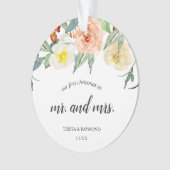 Onze eerste kerstfoto Floral Pas getrouwd Foto Ornament (voorkant)
