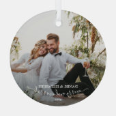 Onze eerste kerstfoto glas ornament (Achterkant)