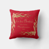 Onze eerste Kerstfoto Gouden Krans op Rood Kussen (Achterkant)