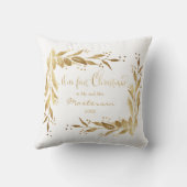 Onze eerste Kerstfoto Gouden Krans op Wit Kussen (Achterkant)