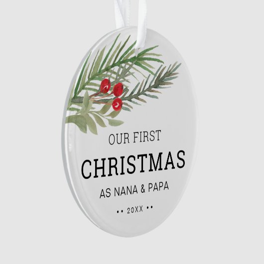 Onze eerste kerstfoto Greenery Ornament (voorkant)