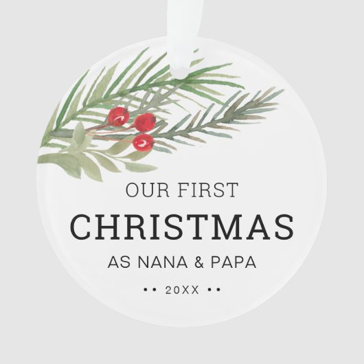 Onze eerste kerstfoto Greenery Ornament (voorkant)