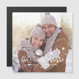 Onze eerste kerstfoto Holiday Magne