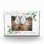 Onze eerste kerstfoto Holly Jolly Fotoblokken<br><div class="desc">Holly Jolly waterverf fotoblok voor newlyweds op kerst.</div>