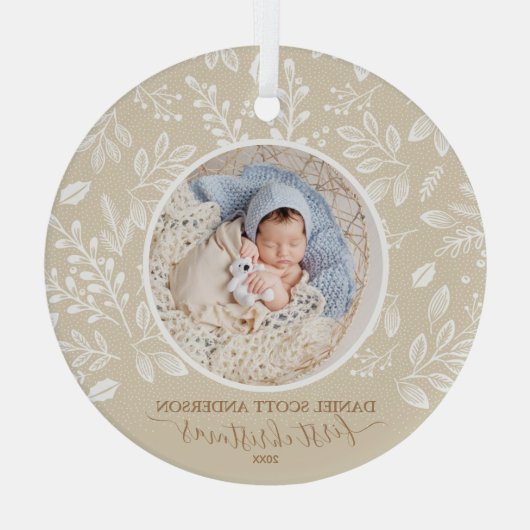 Onze eerste kerstfoto-ingang glas ornament (Achterkant)