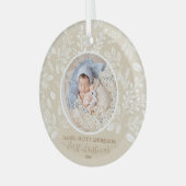 Onze eerste kerstfoto-ingang glas ornament (Voorkant links)