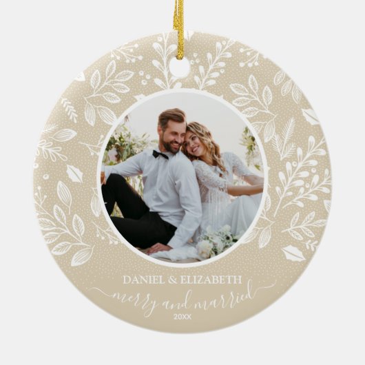 Onze eerste kerstfoto-ingang keramisch ornament (Achterkant)