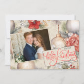 Onze eerste kerstfoto ivoren achtergrond feestdagenkaart (Voorkant)