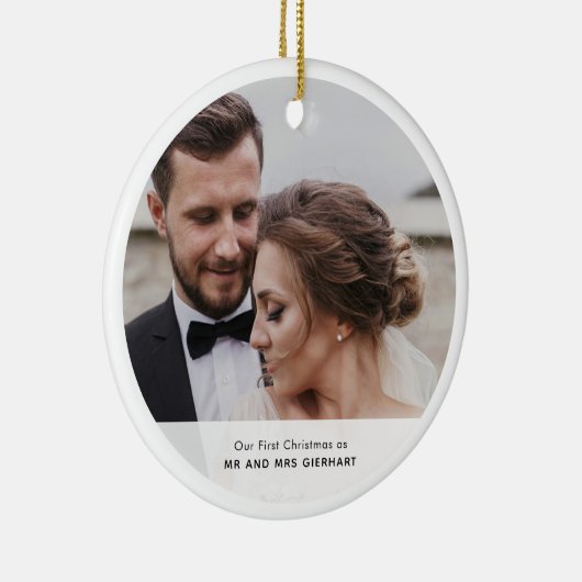Onze eerste kerstfoto Keepsake Custom Keramisch Ornament (Rechts)