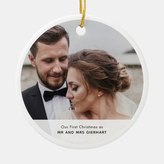 Onze eerste kerstfoto Keepsake Custom Keramisch Ornament (Voorkant)