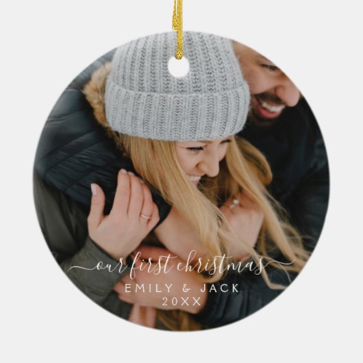 Onze eerste kerstfoto keramisch ornament (Achterkant)