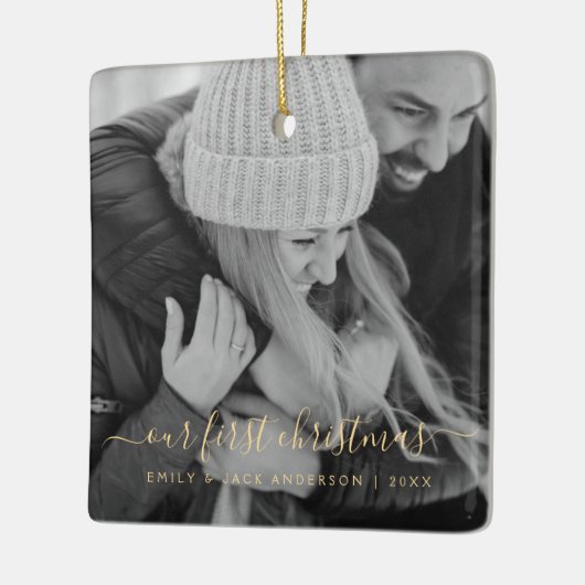 Onze eerste kerstfoto keramisch ornament (Links)